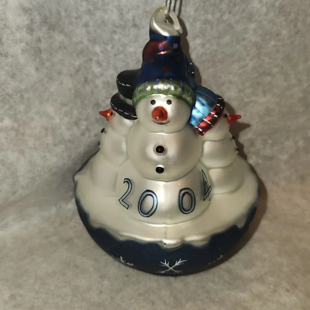 Snowman 2004 Glass Blown Christmas Ornament